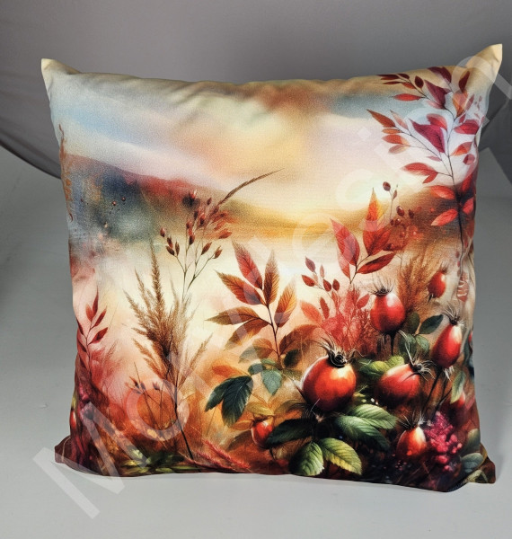Potah na polštář -samet- podzimní svítání - šípky (2)