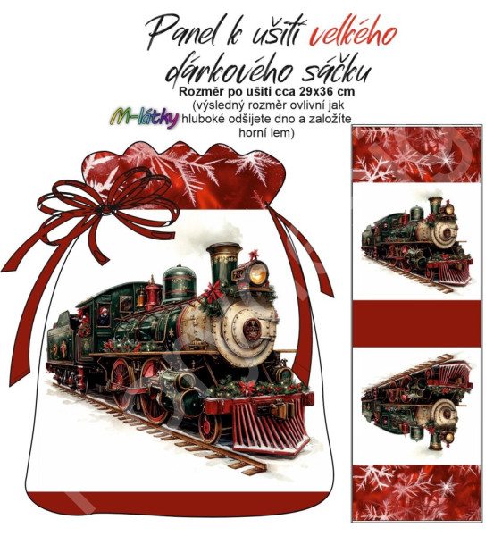 Dárkový sáček velký-vánoční lokomotiva (1)