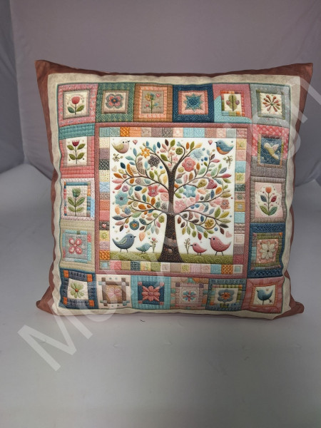 Potah na polštář -samet- patchwork strom (2)