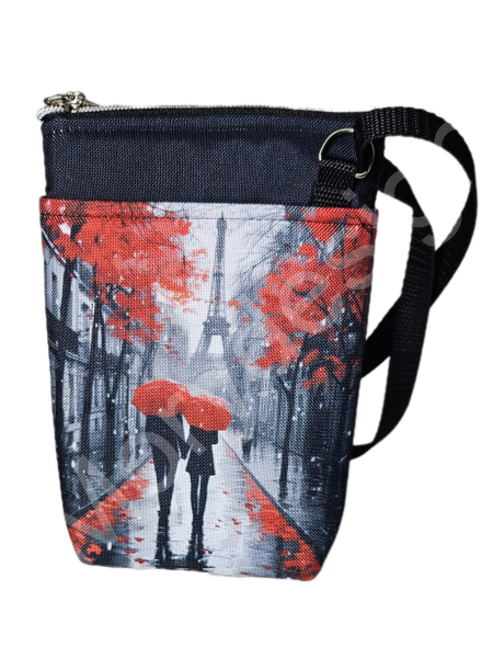 Crossbody/ taštička Ála - Paříž - lidé s deštníkem (1)