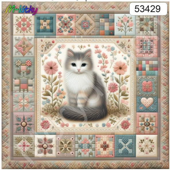 Potah na polštář -samet- Patchwork čtvercový kočka (1)