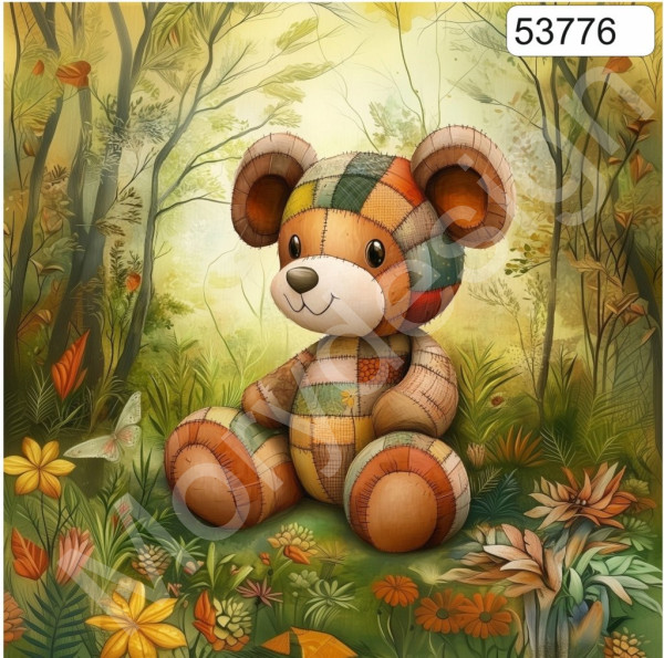 Potah na polštář -samet- patchwork medvěd (1)