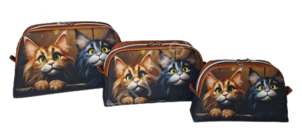 Kosmetická taška TRIO set tří velikostí - mainské mývalí kočky (4)