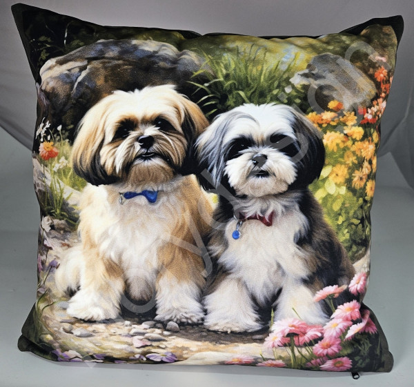 Potah na polštář -  samet - Shih-tzu (2)