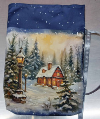 Dárkový sáček -dům červený,lampa