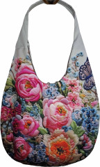Hobo bag - vyšívané květy sv.