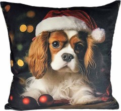 Potah na polštář sametový - Kavalir s vánoční čepicí