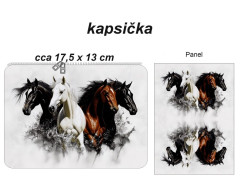 Kapsička na tašku/kosmetička- koně