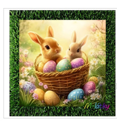 Potah na polštář -samet-velikonoční zajíček