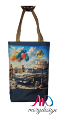 Dárková taštička  30x21cm- auto s balonky