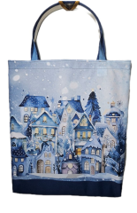 nákupní taška - zima-zimní domy