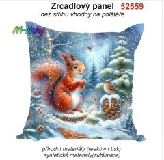 Potah na polštář -samet- veverka v zimním lese