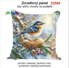 Potah na polštář -samet-ptáček v zimním lese