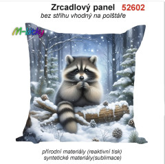 Potah na polštář -samet- mýval v zimním lese