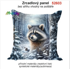 Potah na polštář -samet- mýval v zimním lese