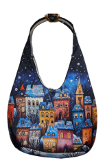Hobo bag - zimní domečky