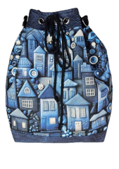 Vako bag- crossbody nebo vak na záda- domečky denim