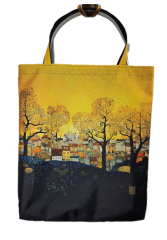 nákupní taška - domy na žluté