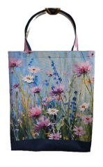 nákupní taška  - malované ruční květy