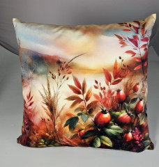 Potah na polštář -samet- podzimní svítání - šípky (2)