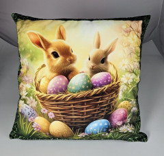 Potah na polštář -samet-velikonoční zajíček