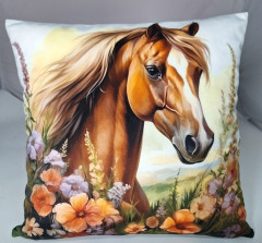 Potah na polštář -  samet - kůň