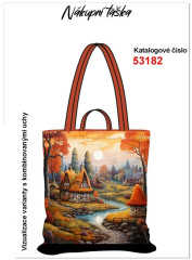 nákupní taška - podzimní dům