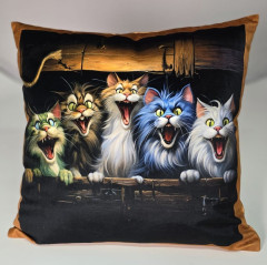 Potah na polštář  sametový - kočka mainská mývalí