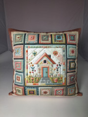 Potah na polštář -samet- patchwork dům