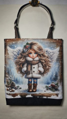 nákupní taška -Andělka vánoční
