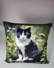 Potah na polštář  sametový - kočka