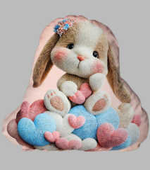 3D Polštář -valentýnský zajíček - srdíčka