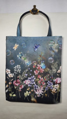 nákupní taška - květiny, motýli, vážky