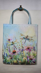 nákupní taška - vážky na lučních květech