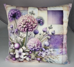 Potah na polštář -samet- patchwork fialové květy (2)