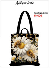 nákupní taška -včely na kopretinách