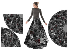 NA ZAKÁZKU sukně půlkolová-vel.M - silky -gothic růže