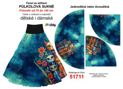 NA ZAKÁZKU sukně půlkolová-vel.M - silky -malované kočky