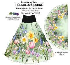 NA ZAKÁZKU sukně půlkolová-vel.M - silky -  jarní květy