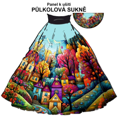 NA ZAKÁZKU sukně půlkolová-vel.M - silky - domečky