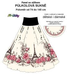 NA ZAKÁZKU sukně půlkolová-vel.M - silky - Eiffel v růžích
