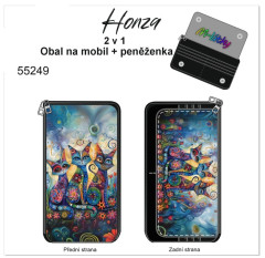 Obal na mobiní telefon/ peněženka - kočárkovina - malované kočky