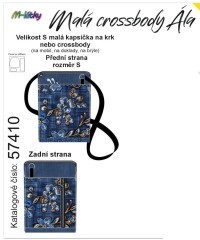 Crossbody/ taštička Ála -modré květy na denimu