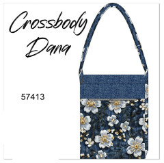 Crossbody kabelka- bílé květy na denimu