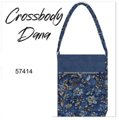 Crossbody kabelka- modré květy na denimu