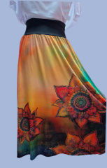 NA ZAKÁZKU sukně čtvrtkolová-vel.M - fera - mandala oranžová