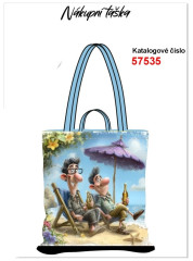 nákupní taška -muži s pivem na pláži